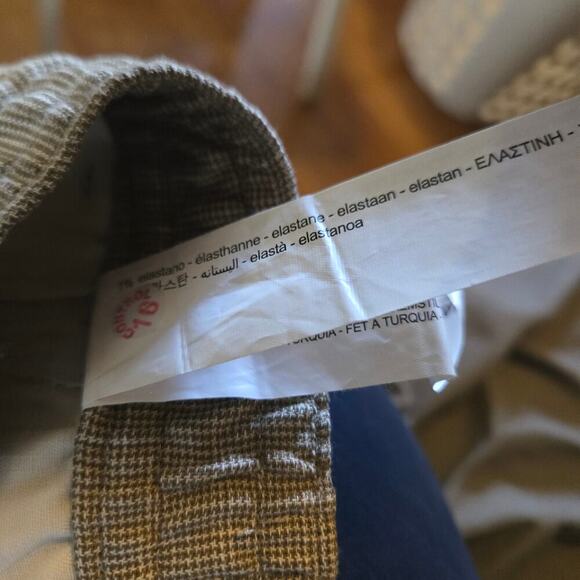 Zara pants womens size medium tan linen blend elastic waist trouser - Picture 5 of 11